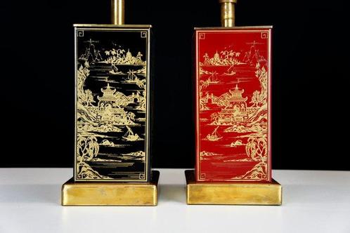 Tafellamp (2) - Chinoiserie met een geëtst décor - jaren, Antiek en Kunst, Curiosa en Brocante