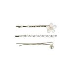 Schuifspeldjes Bloem Bol Recht Parel Strass 5cm Zilver, Nieuw