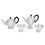 Art Deco 4pc coffee and tea set with round panelled bodies, Antiek en Kunst