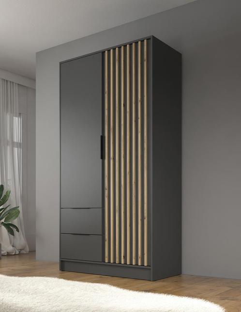 Kledingkast Antraciet Eiken 105x51x200 Garderobekast, Huis en Inrichting, Kasten | Vitrinekasten, 50 tot 75 cm, Nieuw, 200 cm of meer