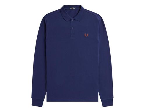 Fred Perry - Longsleeve Plain Shirt - Blauwe Longsleeve - L, Kleding | Heren, T-shirts