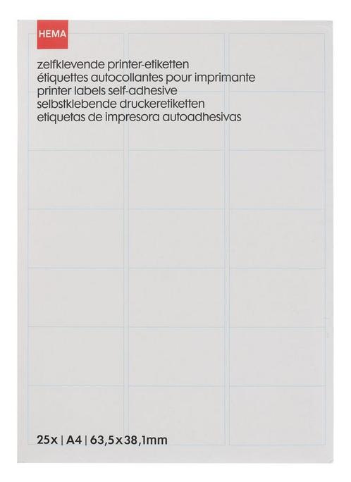 HEMA Printer-etiketten A4 - 25 vel, Diversen, Agenda's, Nieuw, Verzenden