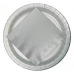 24x Zilveren wegwerp bordjes van karton 23 cm - Bordjes, Verzenden, Nieuw