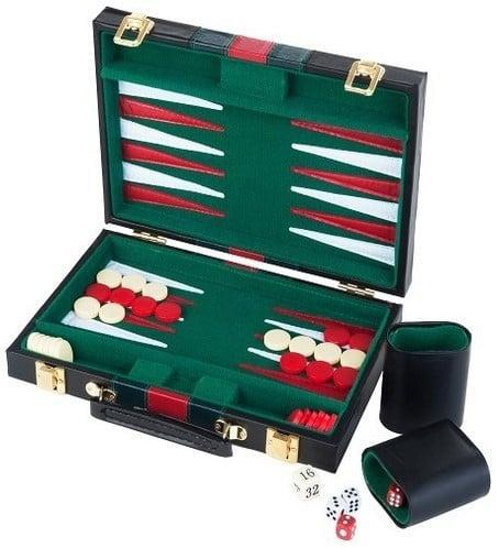 Backgammon Koffer Groen (38 cm) | HOT Games -, Hobby en Vrije tijd, Gezelschapsspellen | Bordspellen, Nieuw, Verzenden