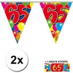 65 jaar vlaggenlijnen 2x met gratis sticker - 65 jaar vers.., Hobby en Vrije tijd, Feestartikelen, Ophalen of Verzenden, Nieuw