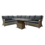 Bilbao dining hoek loungeset 5 delig grijs verstelbare tafel, Ophalen of Verzenden, Nieuw, Wicker