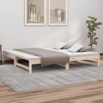 vidaXL Slaapbank uitschuifbaar massief grenenhout 2x(90x200), 90 cm, Eenpersoons, Bruin, Verzenden