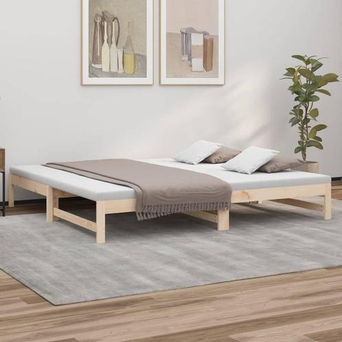 vidaXL Slaapbank uitschuifbaar massief grenenhout 2x(90x200), Huis en Inrichting, Slaapkamer | Bedden, 90 cm, 200 cm, Bruin, Eenpersoons