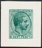 Spanje 1878 - Punzontest 5 c groen, zeer zeldzaam - goede, Gestempeld
