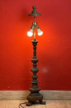 Staande lamp - Vintage Art Deco vloerlamp - Hout, Antiek en Kunst