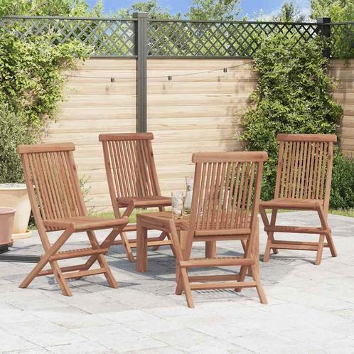 vidaXL Tuinstoelen inklapbaar 4 st massief teakhout, Tuin en Terras, Tuinstoelen, Nieuw, Teakhout, Verzenden