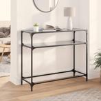 vidaXL Wandtafel met zwart glazen blad 98x35x81 cm staal, Verzenden, Nieuw, Metaal, 50 tot 100 cm