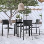 vidaXL 5-delige Tuinset zwart, 4 zitplaatsen, Verzenden, Textileen, Nieuw