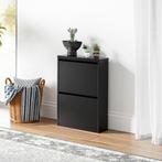 Schoenenkast Sokndal 2 kleppen zwart 71x50x15 cm [en.casa], Huis en Inrichting, Kasten | Schoenenkasten, Verzenden, Nieuw