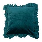 kussen fluweel rouche petrol 45x45cm, Huis en Inrichting, Woonaccessoires | Overige, Verzenden, Nieuw