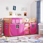 vidaXL Stapelbed met gordijnen 90x200 cm grenenhout roze, Huis en Inrichting, Slaapkamer | Bedden, 90 cm, Eenpersoons, Verzenden