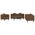 vidaXL 3-delige Loungeset met kussens fluweel bruin, Huis en Inrichting, Banken | Bankstellen, Verzenden, Nieuw, Vierpersoons of meer