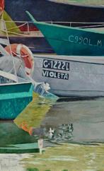 Spanish contemporary school (XX) - Harbor reflections - XL, Antiek en Kunst