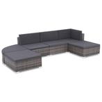 vidaXL 6-delige Loungeset met kussens poly rattan grijs, Tuin en Terras, Tuinsets en Loungesets, 6 zitplaatsen, Nieuw, Loungeset