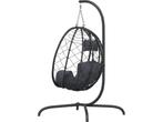 vidaXL Hangstoel met kussen poly rattan en staal, Huis en Inrichting, Stoelen, Verzenden, Zo goed als nieuw