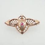 Zonder minimumprijs - Broche - 9 kt. Geel goud Robijn