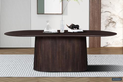 Tafel Miguel 230 cm Ovaal Mango hout Donkerbruin (2c) -, Huis en Inrichting, Tafels | Eettafels, Nieuw, Ophalen of Verzenden