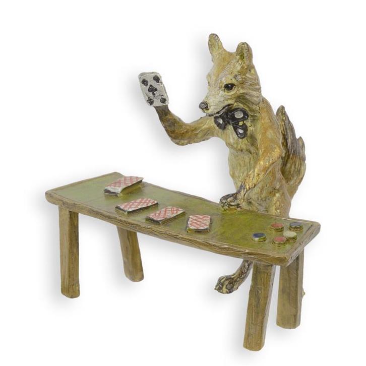 A BRONZE SCULPTURE OF A FOX PLAYING CARDS (Interieur), Antiek en Kunst, Kunst | Beelden en Houtsnijwerken, Verzenden