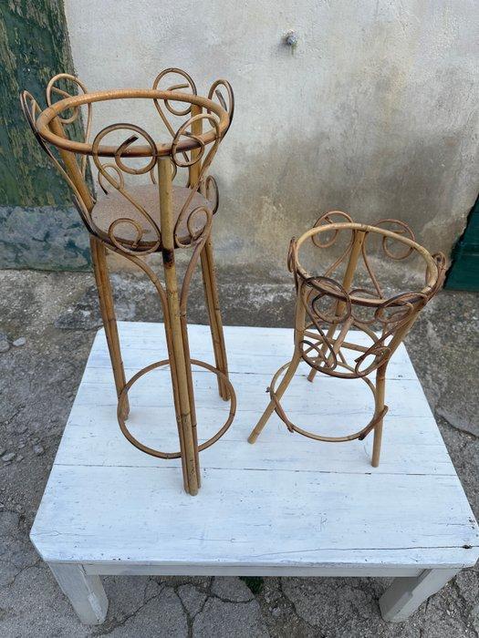 Vaas - Bamboe, Rattan - Bamboe rotan plantenhouder, Antiek en Kunst, Curiosa en Brocante