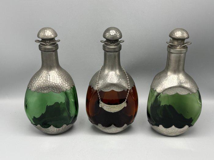 Daalderop - Karaf (3) - Glas, Tin - Royal Holland Pewter, Antiek en Kunst, Curiosa en Brocante