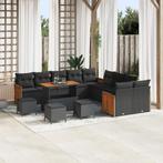 vidaXL 14-delige Tuinsofa Set met Kussens Zwart Poly Rattan, Tuin en Terras, Verzenden, Nieuw, Rotan