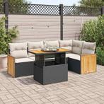 vidaXL 6-delige Loungeset met kussens poly rattan acacia, Verzenden, Nieuw, Rotan, Loungeset