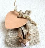 Jute giftbag met gelukspoppetje Rendier+inhoud+kaartje, Diversen, Kerst, Verzenden, Nieuw