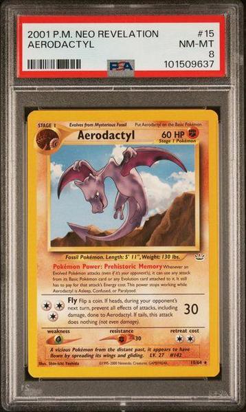 2001 Pokemon NEO - Revelation - Aerodactyl  #15 - PSA 8 beschikbaar voor biedingen