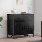 vidaXL Dressoir Zwart eiken 79.5 x 35.5 x 74.5 cm Bewerkt, Huis en Inrichting, Kasten | Dressoirs, Verzenden, Nieuw, Overige houtsoorten