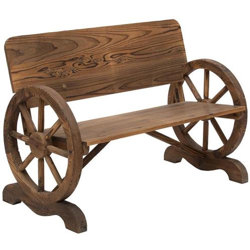 TRUUSK Tuinbank Met Armleuningen Wagenwiel Design Tuinmeubel, Tuin en Terras, Tuinbanken, Nieuw, Verzenden