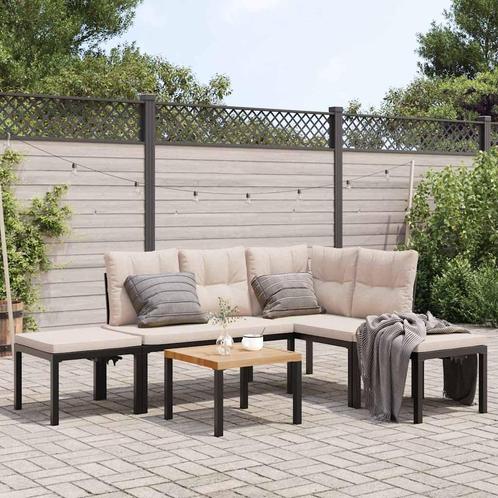 vidaXL 5-delige Loungeset met kussens gepoedercoat staal, Tuin en Terras, Tuinsets en Loungesets, Loungeset, Nieuw, Verzenden