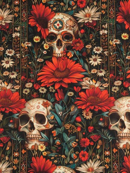 TexStilArt - CALAVERA - Exclusieve stof 100% katoen premium, Antiek en Kunst, Antiek | Kleden en Textiel