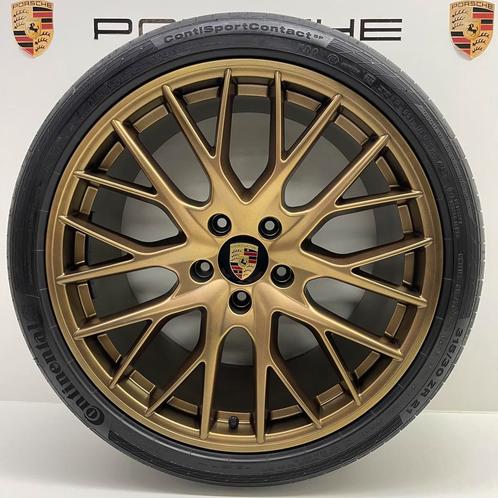 Porsche Panamera (971) 21 SportDesign Goud/Brons met banden, Auto-onderdelen, Banden en Velgen, 21 inch, 315 mm, Personenwagen