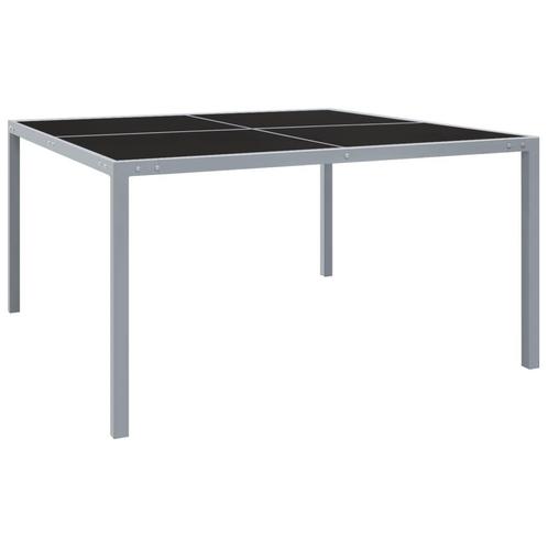 vidaXL Tuintafel 130x130x72 cm staal en glas grijs, Tuin en Terras, Tuintafels, Nieuw, Metaal, Verzenden
