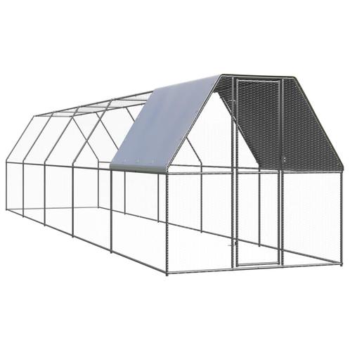 vidaXL Kippenhok 2x10x2 m gegalvaniseerd staal, Dieren en Toebehoren, Knaagdieren en Konijnen | Hokken en Kooien, Nieuw, Verzenden