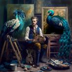 Volker Rossenbach - Der junge Maler, der Hase und die Pfauen, Antiek en Kunst