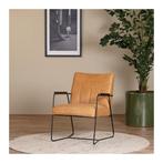 Cognac leren industriële fauteuil Right - Vintage Leer, Nieuw, Ophalen of Verzenden, 50 tot 75 cm, Industrieel, Modern, Retro
