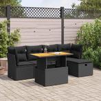 vidaXL 6-delige Loungeset met kussens poly rattan acacia, Verzenden, Nieuw, Rotan, Loungeset