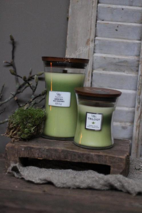 WoodWick Garden oasis trilogy medium, Huis en Inrichting, Woonaccessoires | Kandelaars en Kaarsen, Nieuw, Ophalen of Verzenden