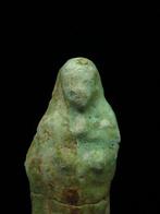 Oud-Egyptisch Faience Ushabti die een schoffel en een