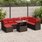 vidaXL 9-delige Loungeset met kussens poly rattan acacia, Tuin en Terras, Verzenden, Nieuw, Rotan, Loungeset