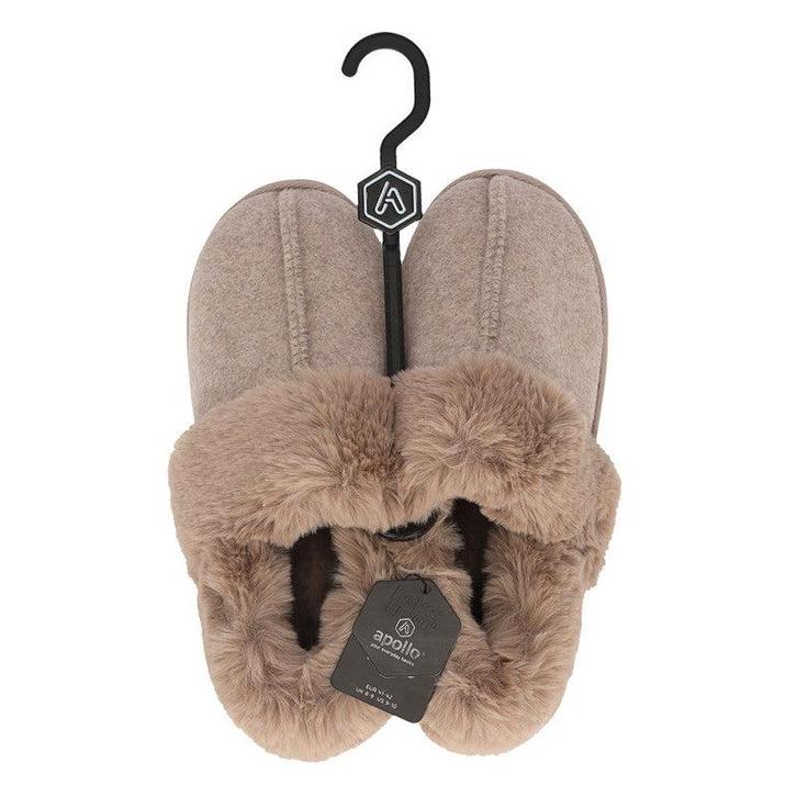 Apollo Dames Huissloffen Beige - Vilt & Bont - Taupe /, Kleding | Dames, Schoenen, Ophalen of Verzenden