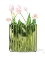 051 Vaas 20x20cm glas ovaal groen, Huis en Inrichting, Woonaccessoires | Vazen, Verzenden, Nieuw, Groen