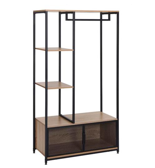 Industriële Open Opbergkast met Kapstok - Oak Hout Nieuw, Huis en Inrichting, Kasten | Kledingkasten, Nieuw, Met lade(s), Met deur(en)