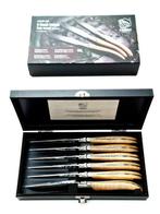 Laguiole - 6x Luxury Steak Knives - Oak Wood - stonewash